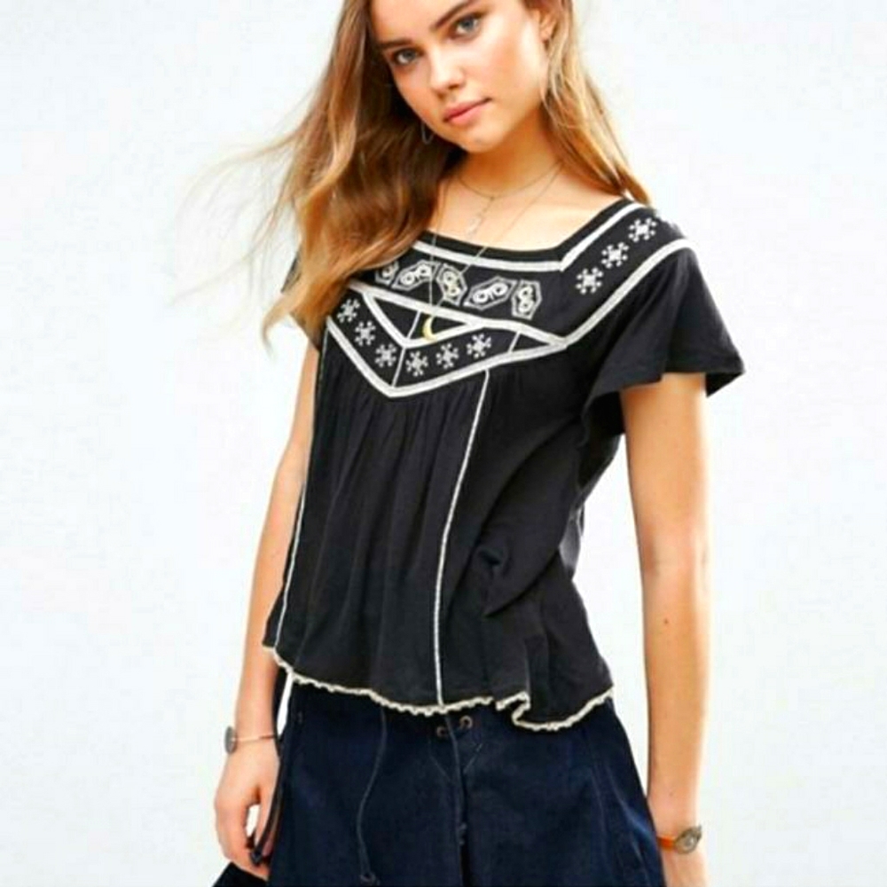 Free people Muse top black/white size S